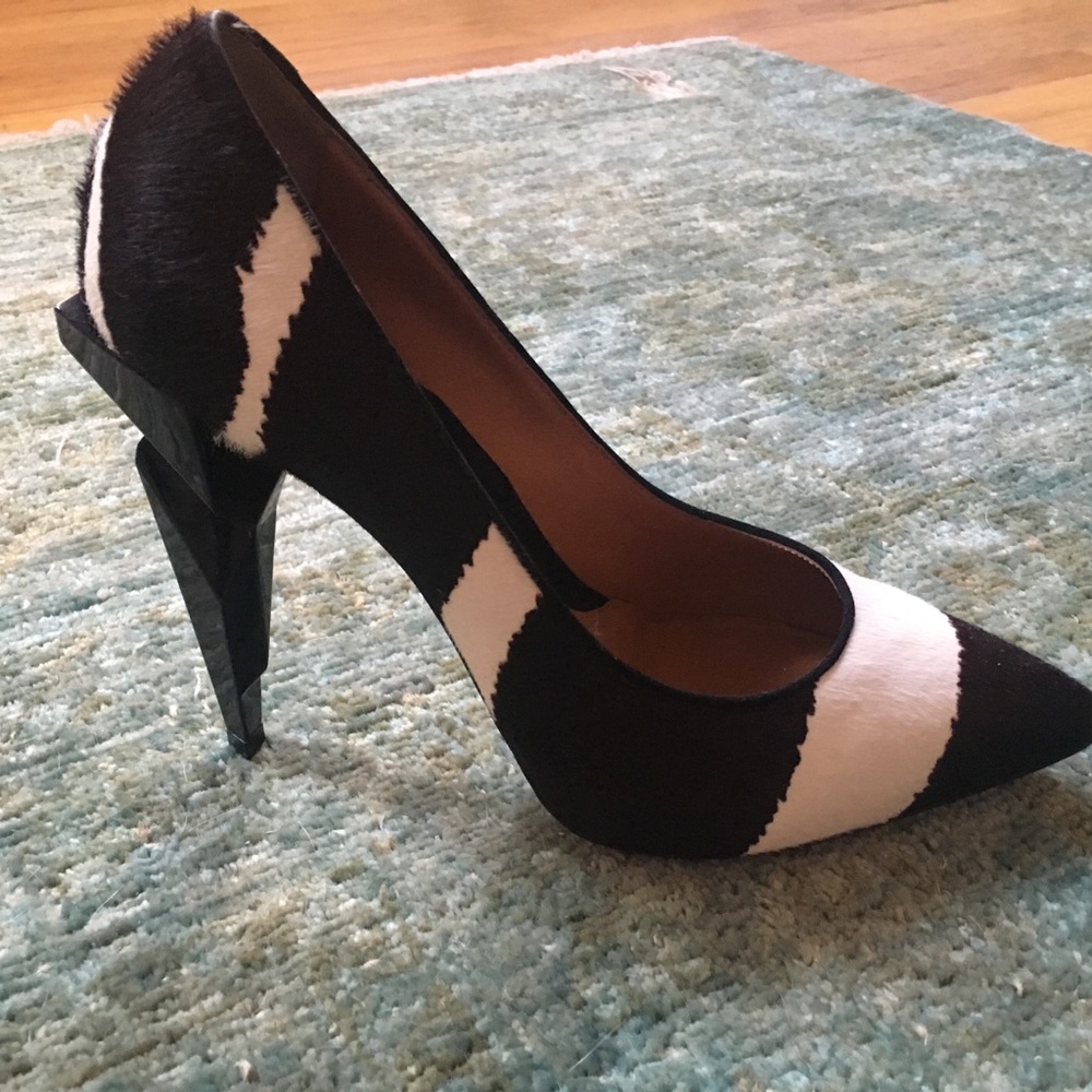 Fendi Zebra Print Animal Hair Heels 40 WORN ONCE